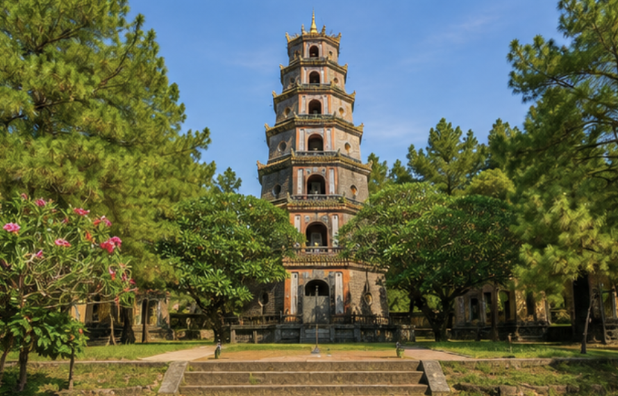 Thien Mu Pagoda and Buddhist architecture in Hue
