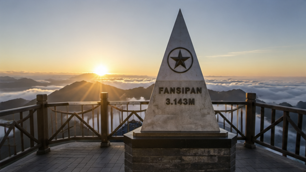 Fansipan mountain and surrounding peaks near Sapa