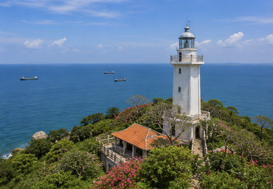 Vung Tau Lighthouse and coastal mountain scenery