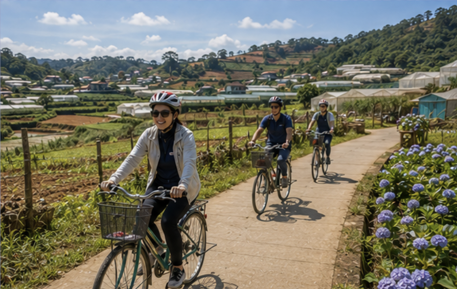 Cycling through the Da Lat countryside Vietnam
