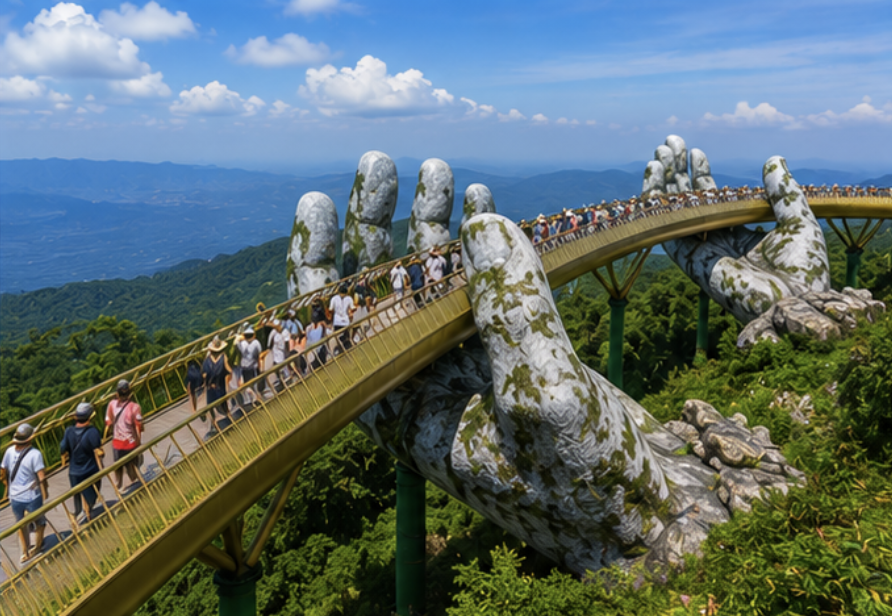 Golden Bridge at Ba Na Hills near Da Nang Vietnam