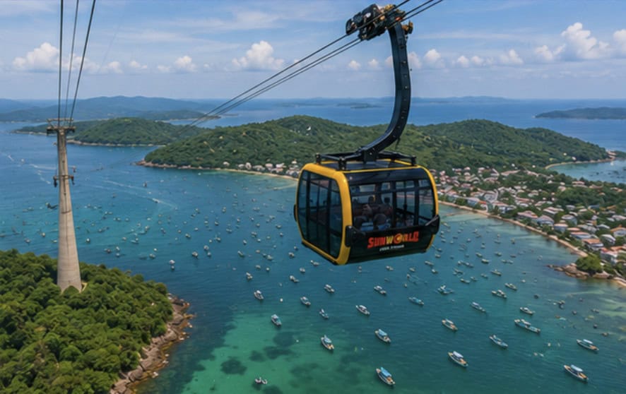 Hon Thom Cable Car over the sea in Phu Quoc Vietnam