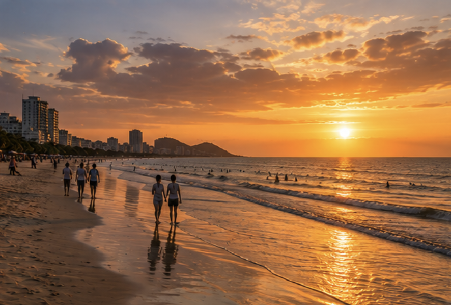 Sunset over the coast of Vung Tau Vietnam