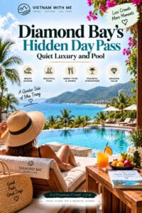 Diamond Bay's Hidden Day Pass travel guide pin with a poolside lounge and mountain view