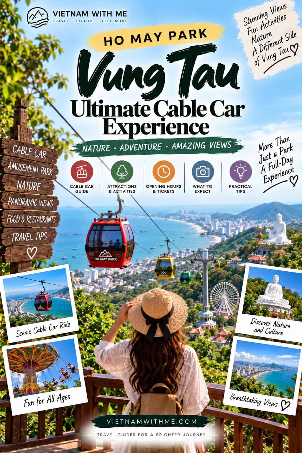 Ho May Park Vung Tau travel guide pin with a cable car overlooking the coastline