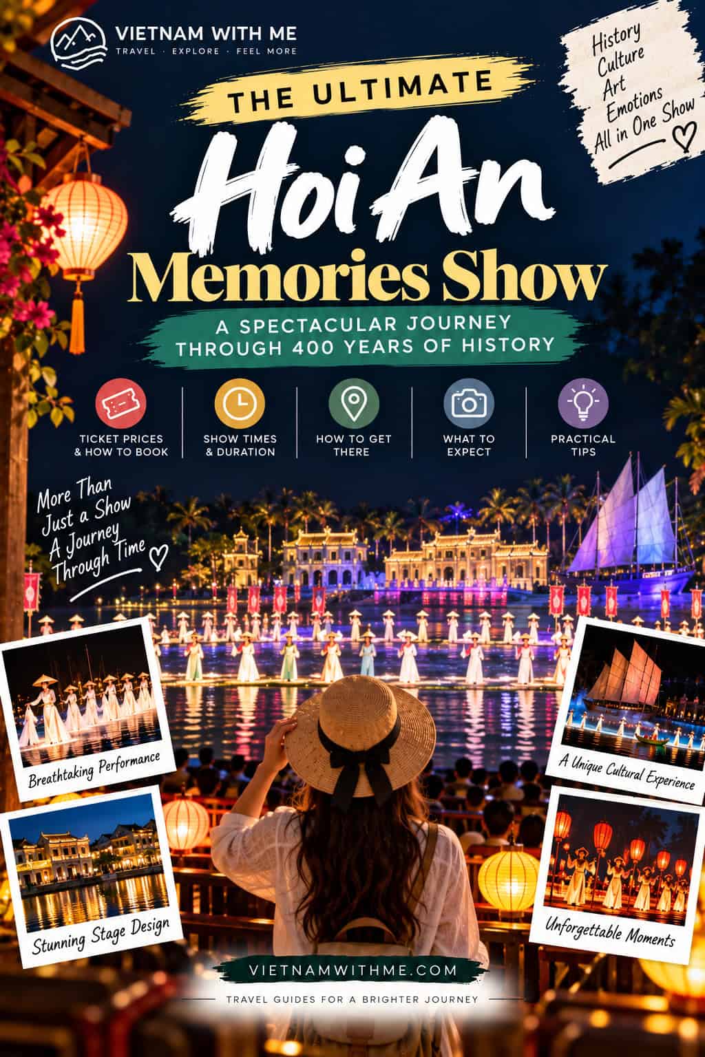 Hoi An Memories Show travel guide pin with a large-scale outdoor theatrical performance