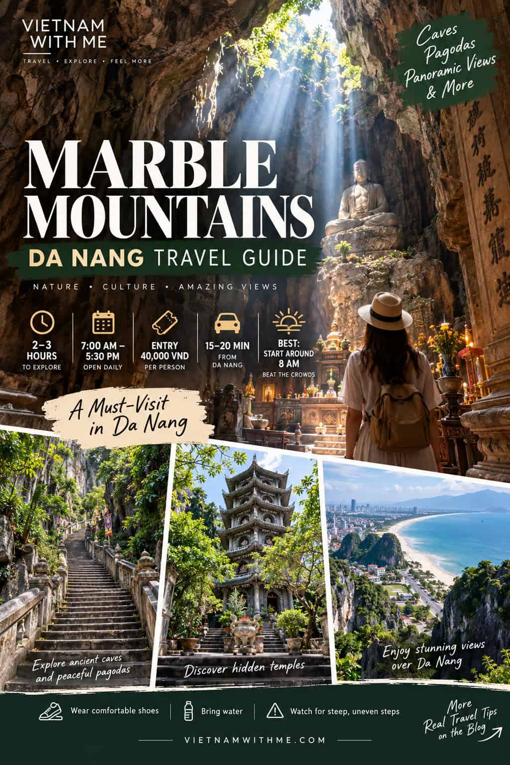 Marble Mountains Da Nang — caves, Buddhist pagodas, and panoramic viewpoints across the five marble and limestone peaks