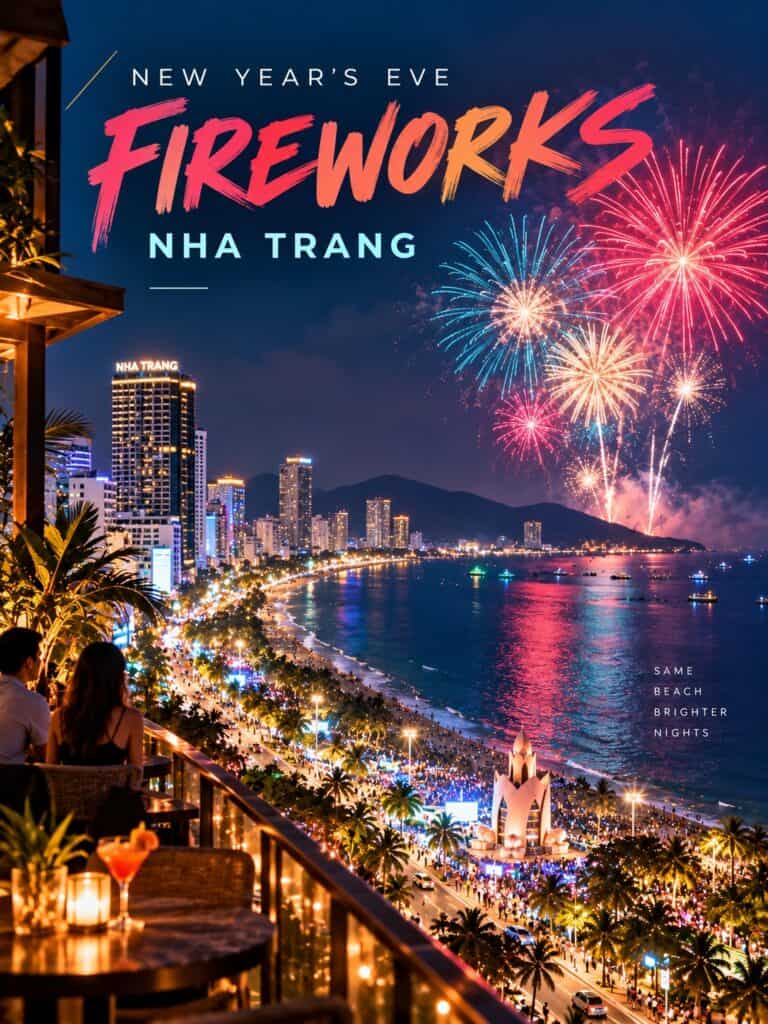 New Year's Eve fireworks in Nha Trang, Vietnam