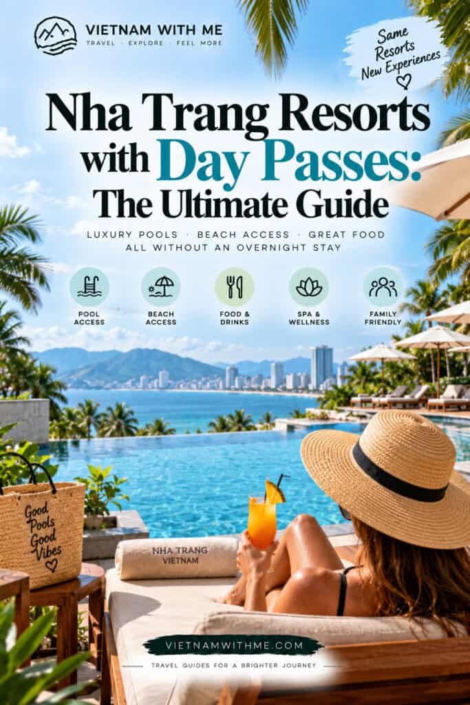 Nha Trang Resorts with Day Passes travel guide pin with a beachfront pool and sun loungers