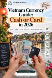 Vietnam Currency Guide Cash or Card travel guide pin with Vietnamese dong banknotes