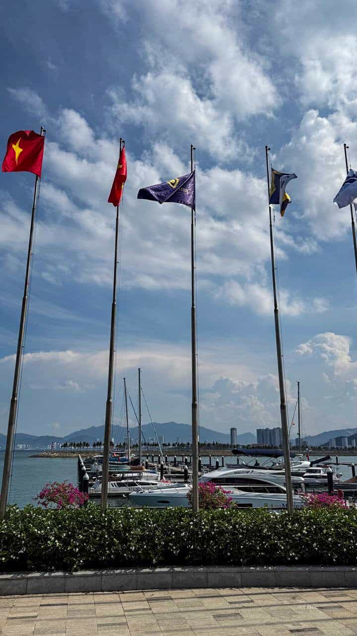 Flags and yachts at Ana Marina, Nha Trang