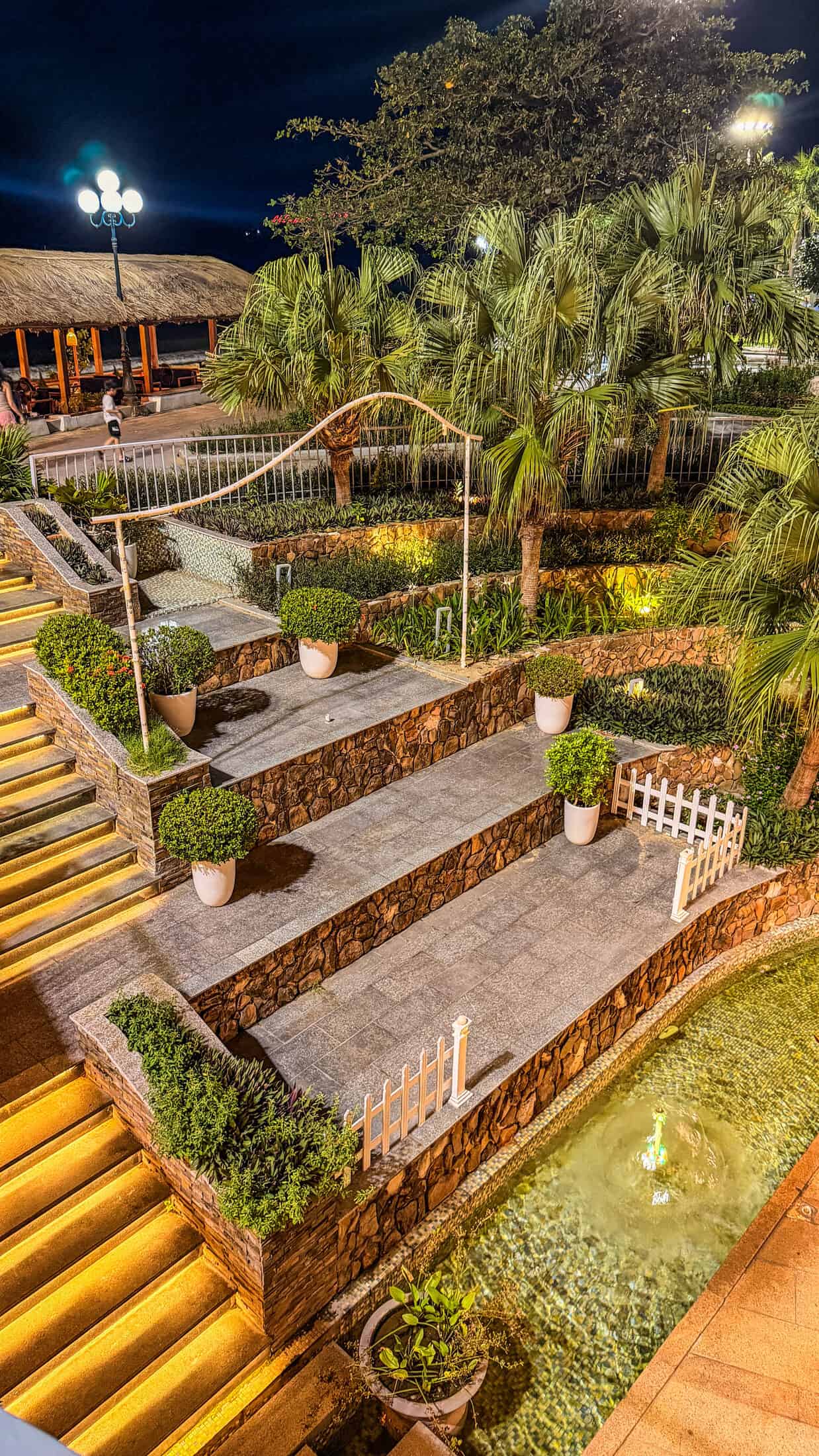 Poolside seating at Aqua Beach Club, Quy Nhon