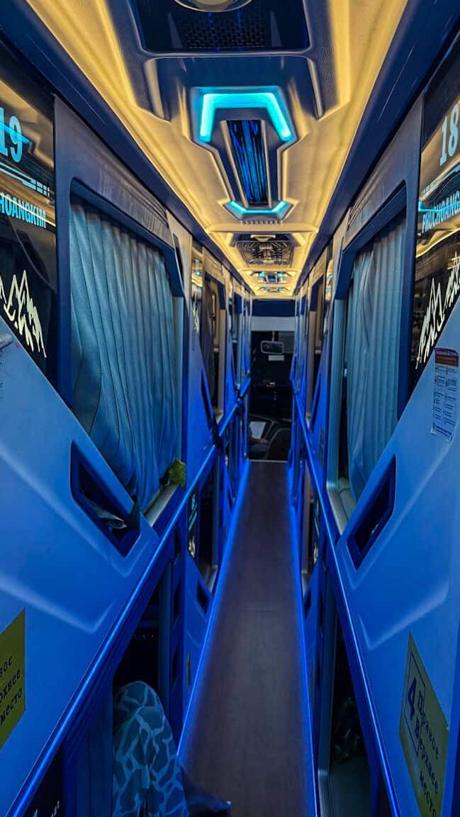 Sleeper bus interior in Vietnam