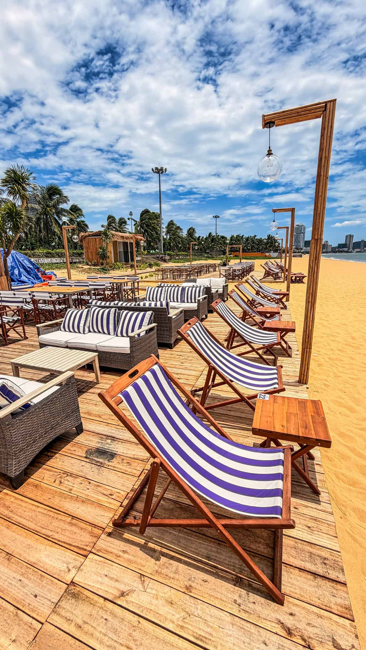 Exterior and thatched bamboo walls at Marina Beach Club, Quy Nhon