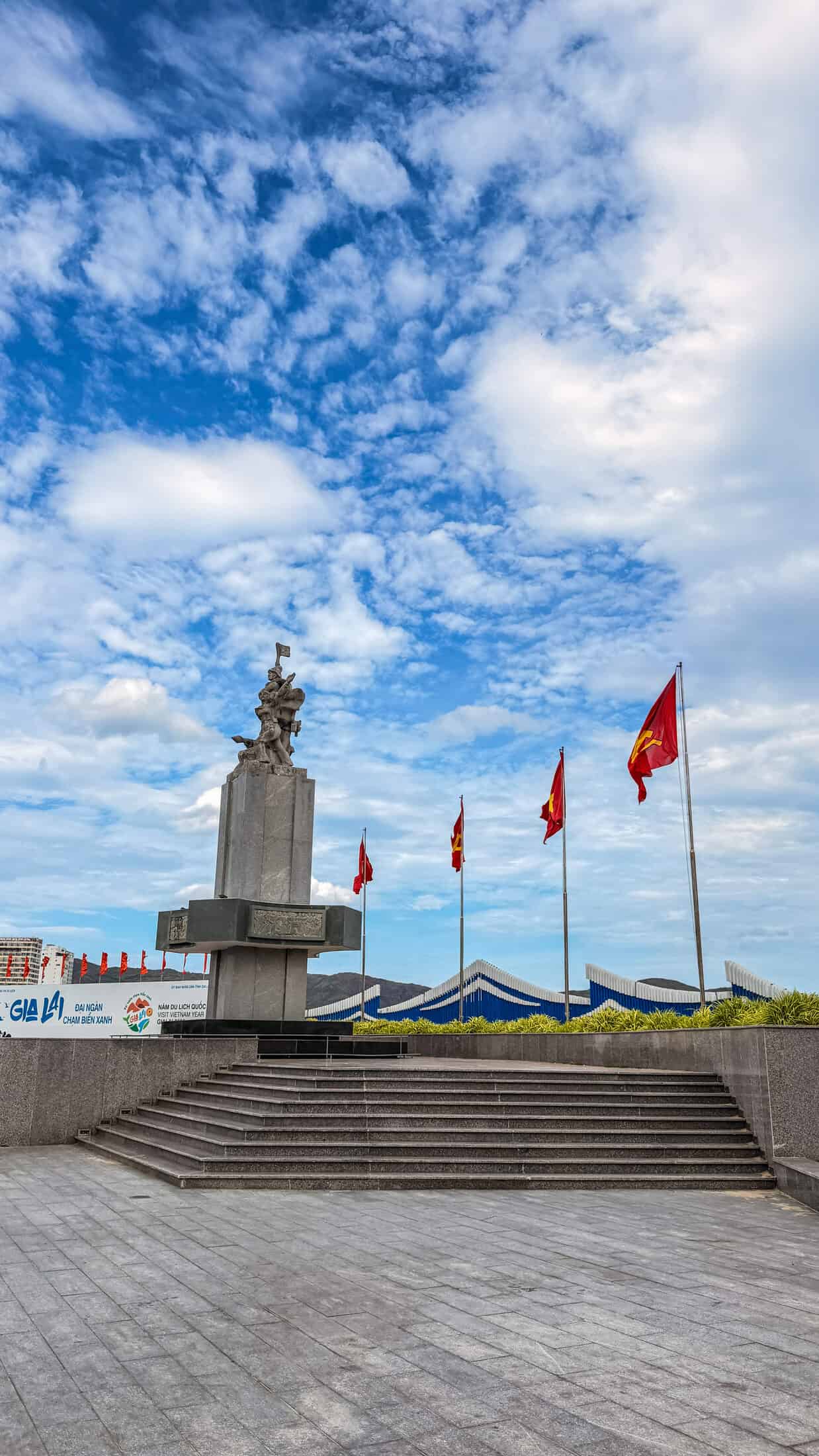 A high-rise hotel tower on Quy Nhon's seafront promenade