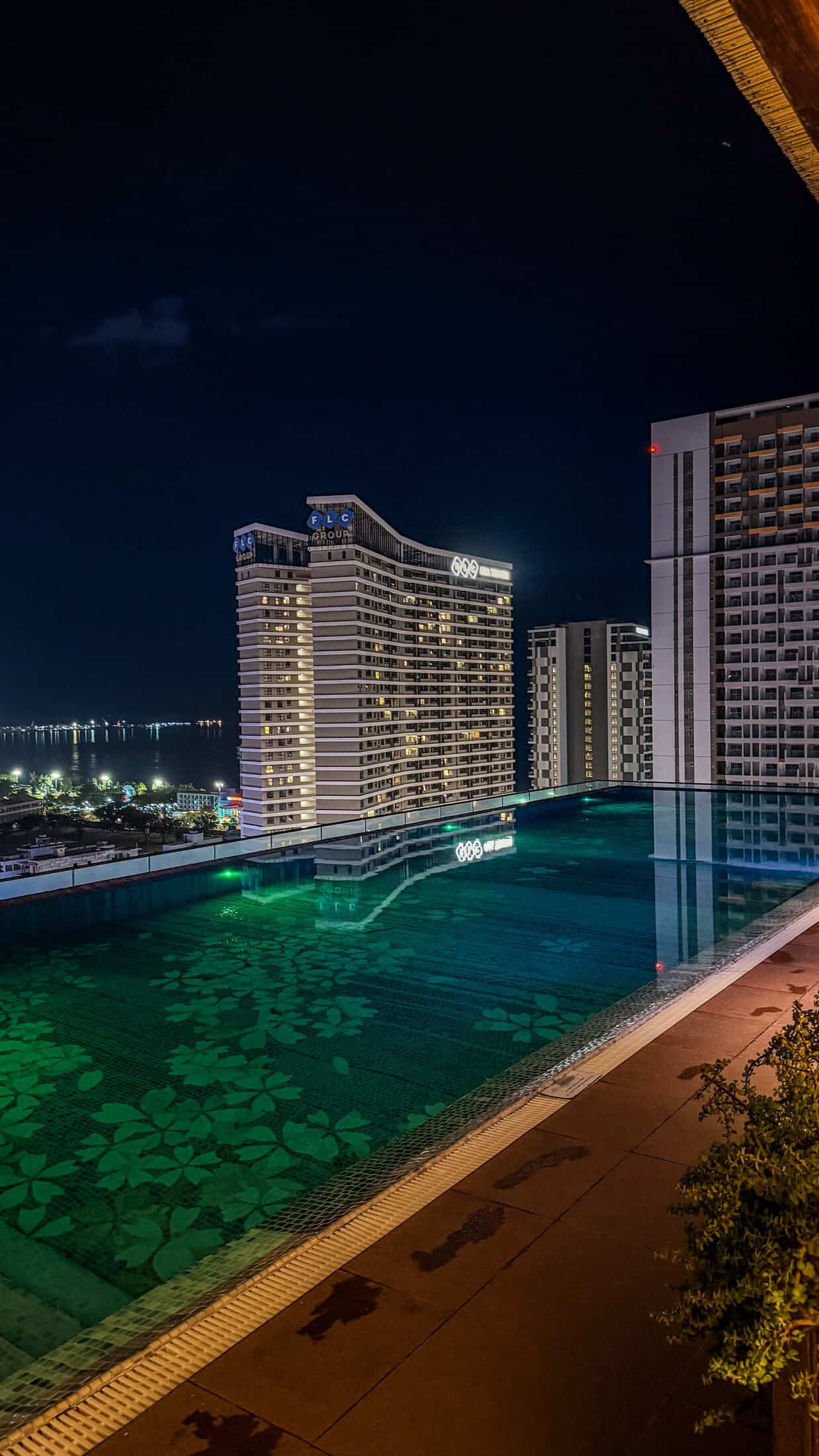 Infinity pool and skyline view at Ruby Sky Bar & Restaurant, Quy Nhon