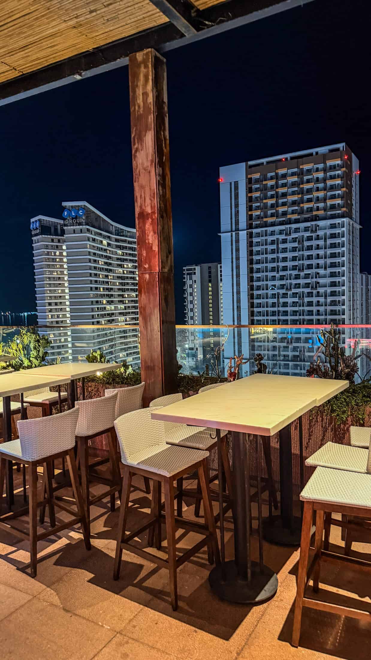 Poolside loungers at Ruby Sky Bar & Restaurant, Quy Nhon