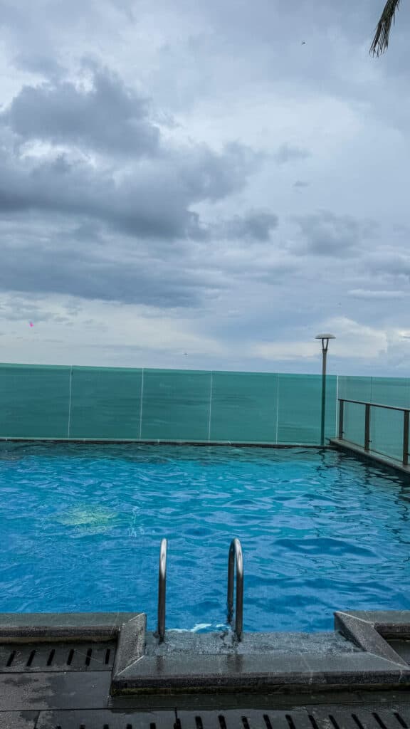 Rooftop infinity pool overlooking the sea at Sala Grand Tuy Hoa Hotel