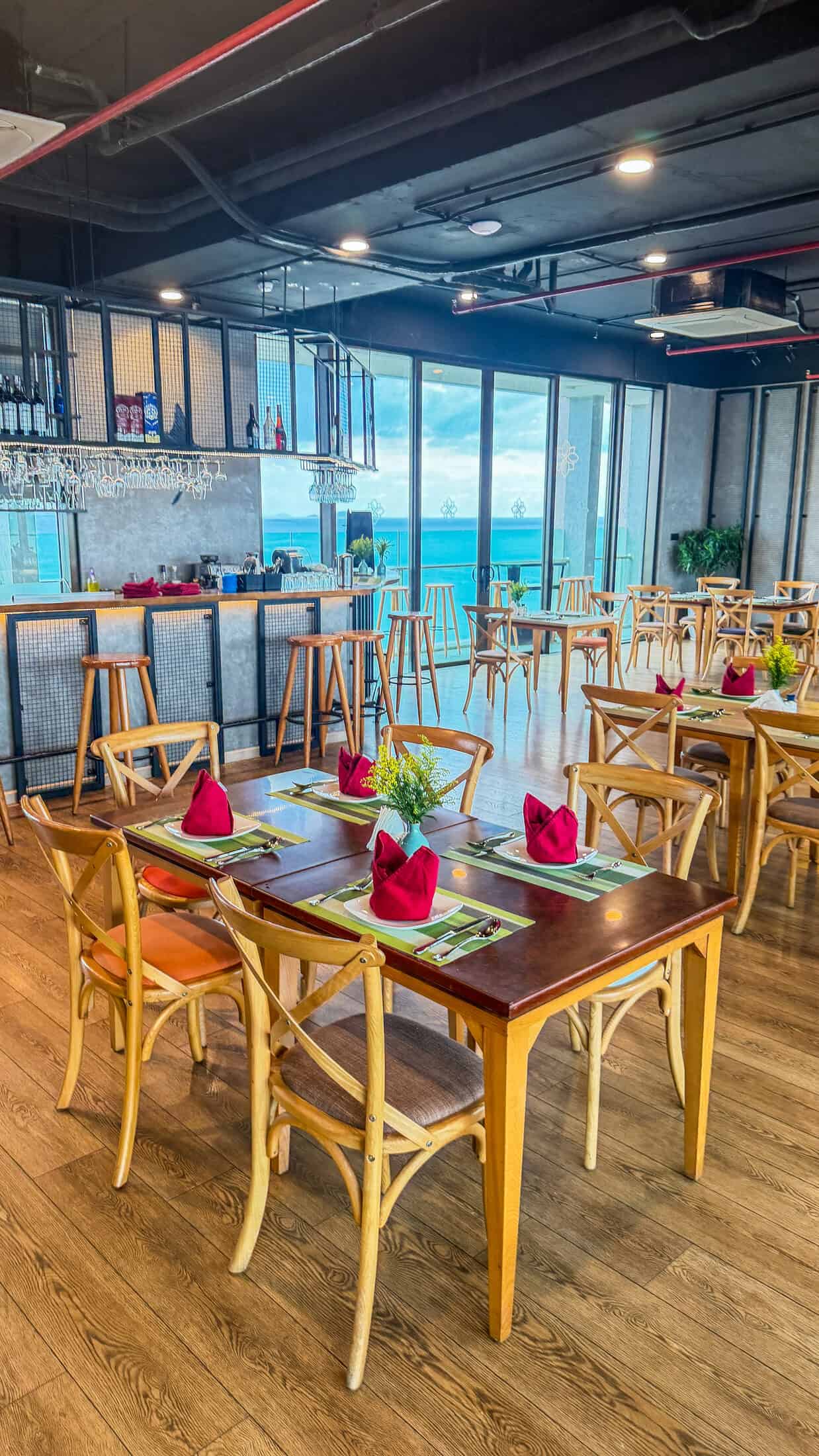 Indoor rooftop restaurant with sea view at Sala Grand Tuy Hoa Hotel