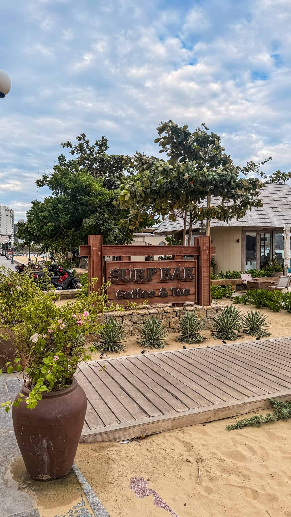 Second location's Coffee & Tea sign at Surf Bar, Quy Nhon