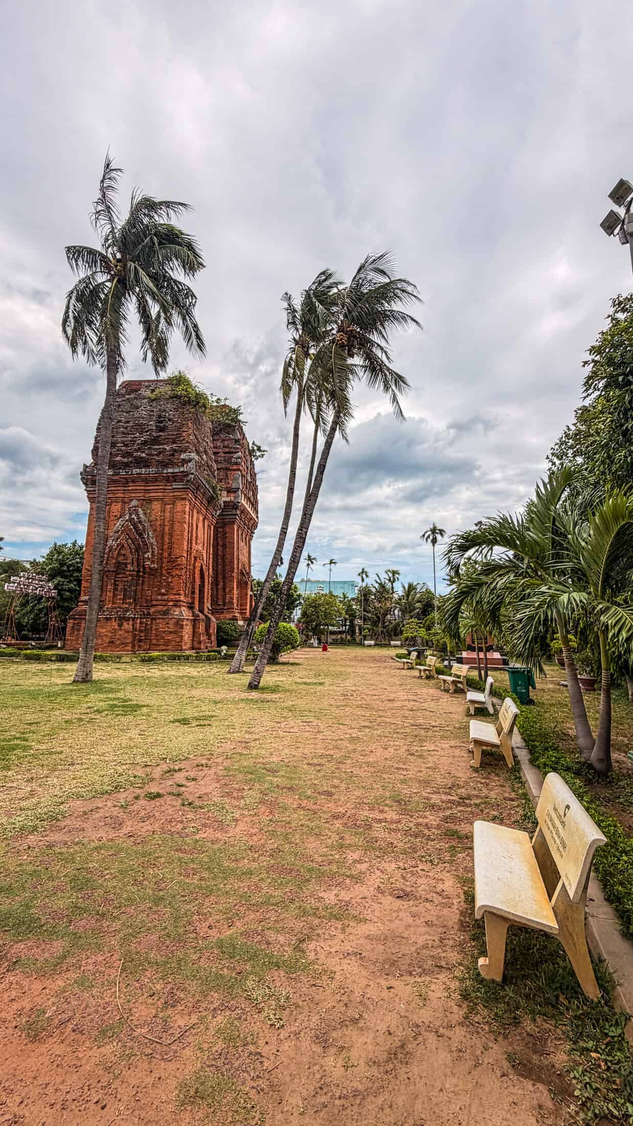 Red brick facade of the Tháp Đôi Cham towers, Quy Nhon