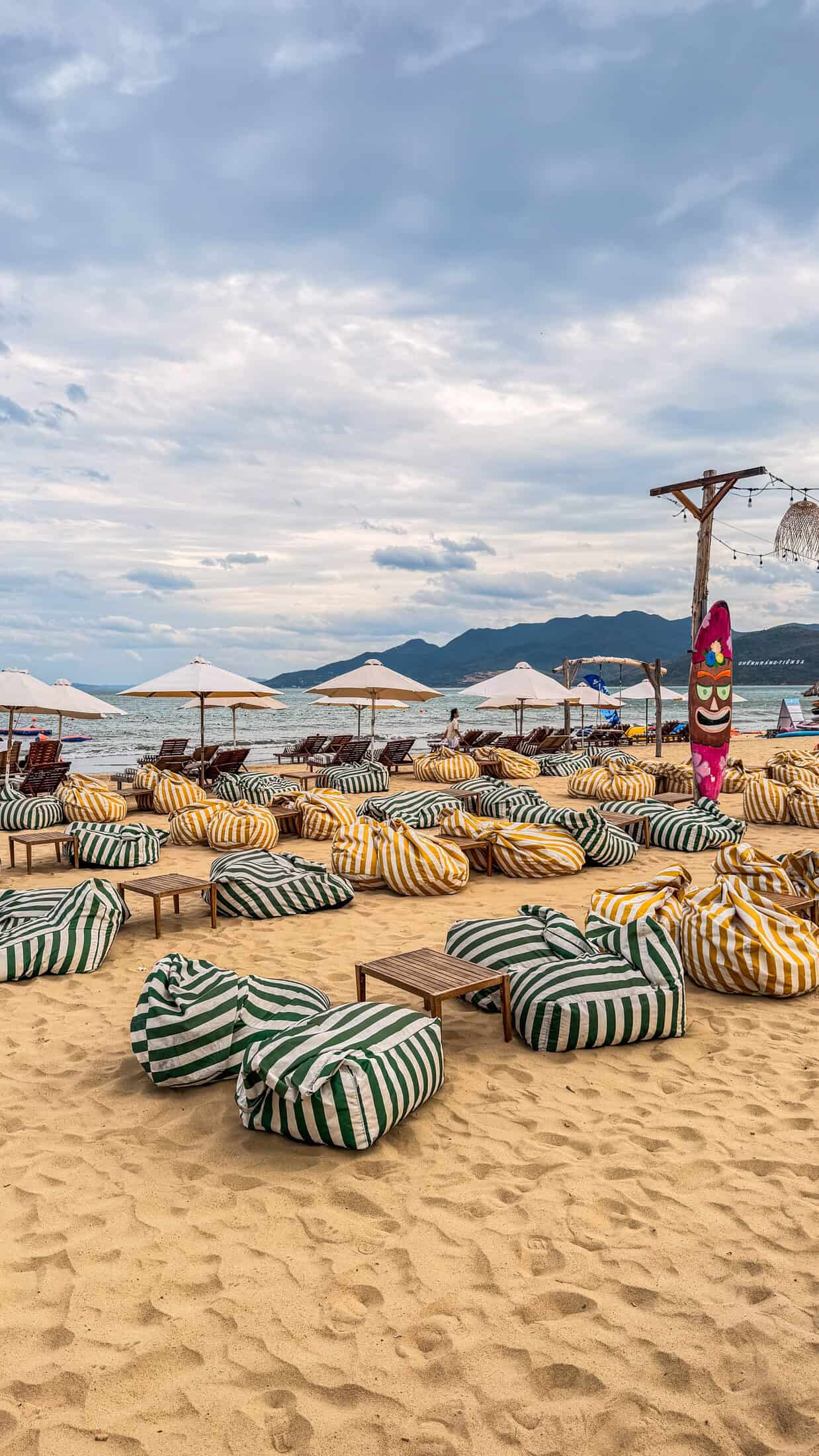 Loungers on the sand at Z Beach, Quy Nhon